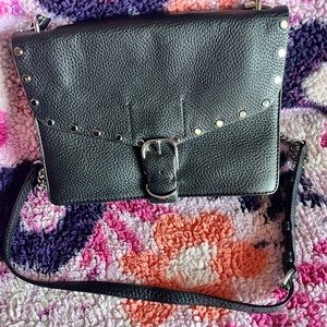 *LIKE NEW* REBECCA MINKOFF MEDIUM BIKER STUDDED BLACK LEATHER CROSSBODY BAG